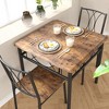 Dining Table Set for 2, Square Dining Room Table Set with 2 Metal and Wood Chairs, Kitchen Table Set for Small Space, Apartment, Rustic Brown - image 2 of 4