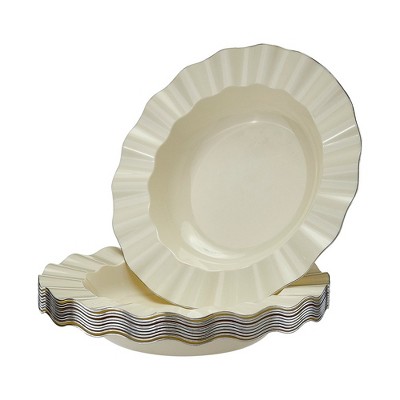Silver Spoons Elegant Disposable Plastic Plates for Party, Heavy Duty Ivory Disposable Plate Set, (10 PC) - Veil	