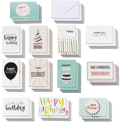 Happy Birthday Cards with Envelopes Value Set, 12 Designs (4 x 6 in, 120 Pack)