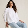 Lands' End Women's 3/4 Sleeve Cotton Slub Lace Trim Top - 4 of 4