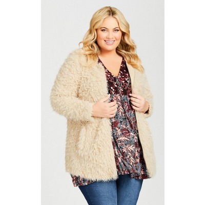 Avenue Women's Plus Size Lotus Fluffy Jacket