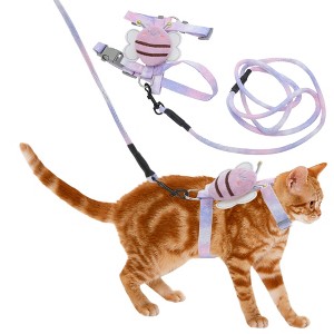 Unique Bargains Escape Proof Cat Harness and Leash Set with Bee Pattern for Large and Small Cats Travel Walking Medium Purple - 1 of 4