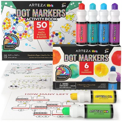 Arteza Kids Dot Markers 75ml, Activities Dot Marker Book, 7 Pieces,