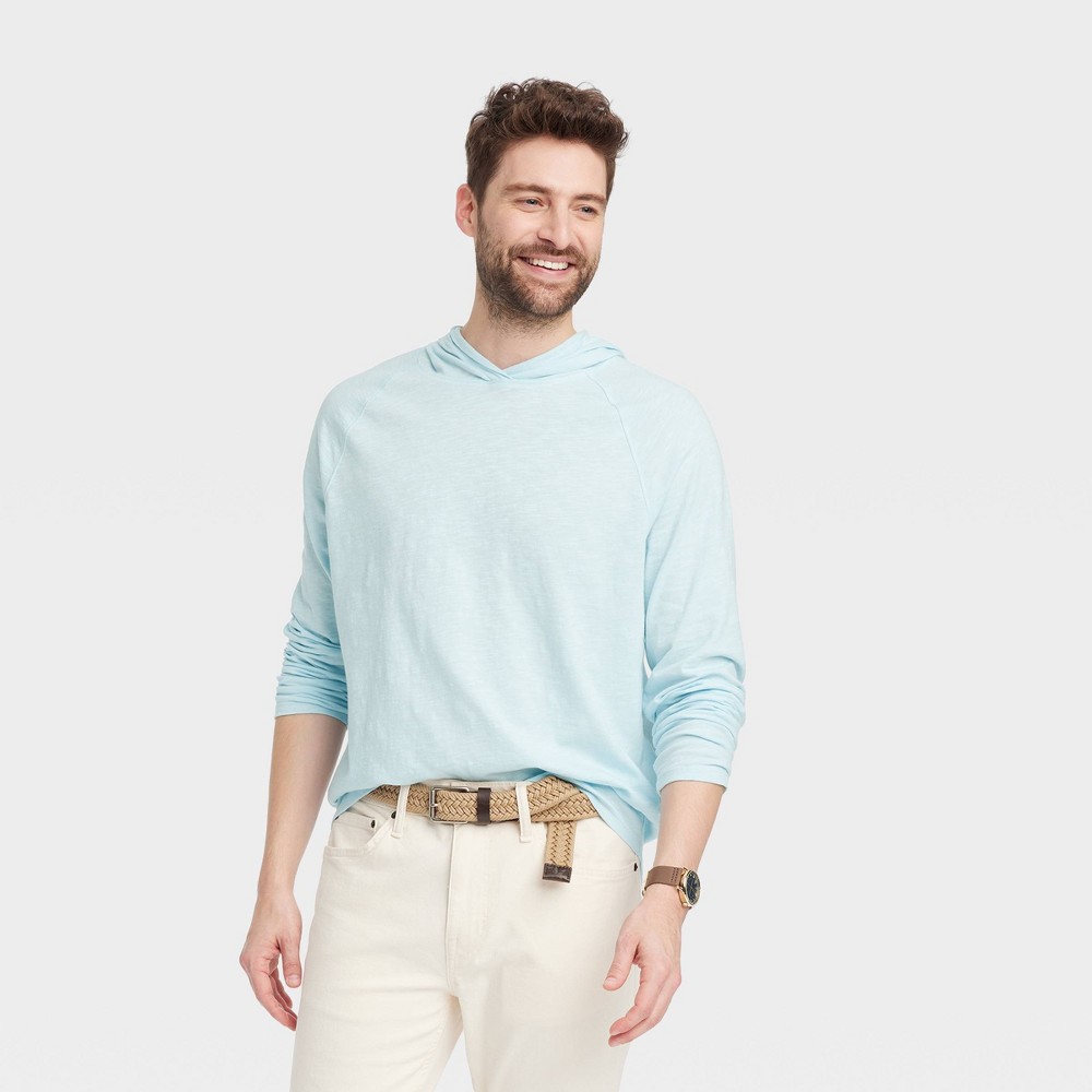 Men's Raglan Sleeve Crewneck Pullover Sweatshirt - Goodfellow & Co™ Light Blue S