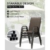 Set of 4 Stackable High-Back Outdoor Dining Chairs – Metal Frame with Textilene Fabric for Lawn, Backyard, Deck, and Garden – Brown - 3 of 4