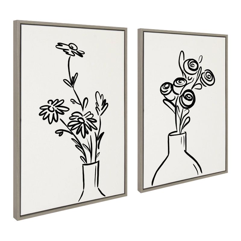 23&#34; x 33&#34; 2pc Sylvie Still Life Flowers in Vase Framed Canvas Set by the Creative Bunch Studio Gray - Kate &#38; Laurel All Things Decor, 3 of 8