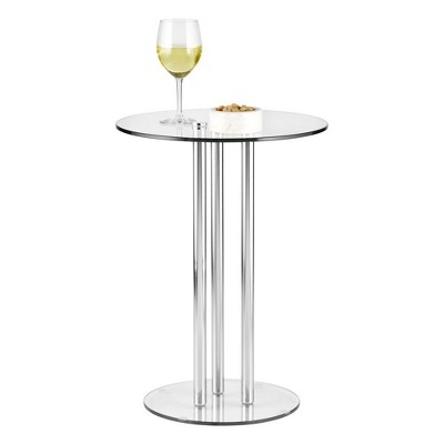 iDesign Round Pedestal Drink Table for Small Spaces - Clear/Chrome