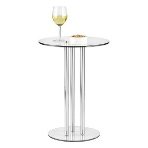 iDesign Round Pedestal Drink Table for Small Spaces - Clear/Chrome - 1 of 4