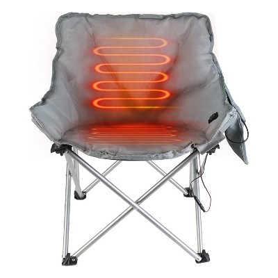 LakeForest"Portable Heated Camping Chair for Adults, Adjustable Heat Levels, Backrest Cushion, 264LBS"Grey