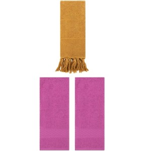 REGALWOVEN 3 Packs Solid Textured and Tassels Soft Absorbent Decorative Hand Towel - 1 of 4