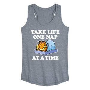 Women's - Garfield - Take Life One Nap Graphic Racerback Tank - 1 of 4