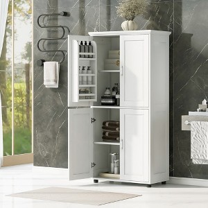 Tall Bathroom Storage Cabinets, Bathroom Floor Cabinet With 4 Doors, Adjustable Shelves, Free Standing Kitchen Pantry - 1 of 4