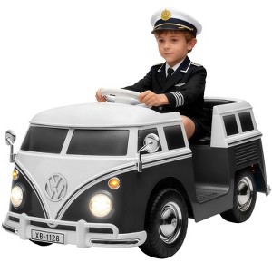 Jojoka 6V Licensed Volkswagen T1 Bus Ride-On Car for Kids with LED Lights, Horn, Music & Two Speeds, Battery Powered - 1 of 4