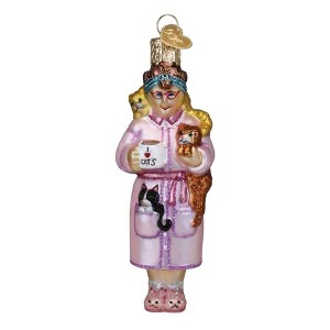 Old World Christmas Blown Glass Ornament for Christmas Tree, Cat Lady - 1 of 4