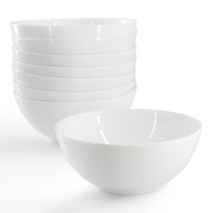 Gibson Ultra Olstead 8 Piece 6.8 Inch Round Break-Resistant Tempered Opal Glass Bowl Set in White - 1 of 4