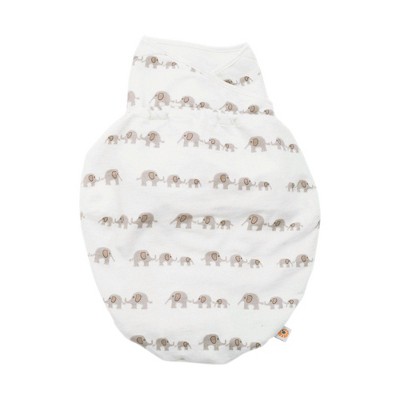 Ergobaby Swaddle Wrap, Newborn Swaddler with removable leg pouch - 100% Cotton -  Baby Elephant, Cream