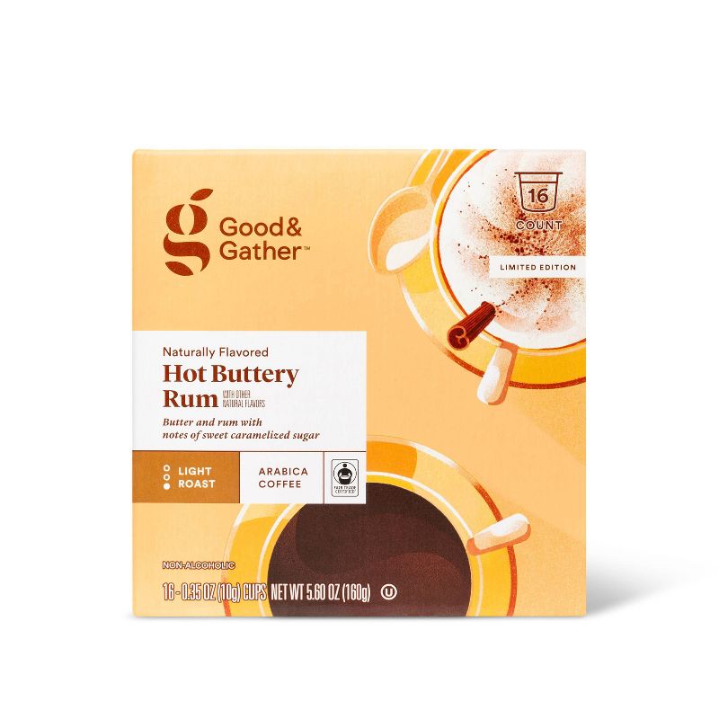Hot Buttery Rum Medium Roast Coffee - 16ct Single Serve Pod - Good &#38; Gather&#8482;, 1 of 6
