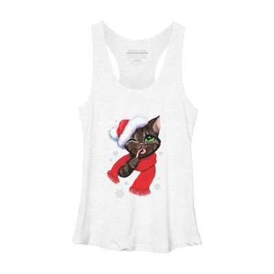 Women's Design By Humans Christmas cat By POLINART Racerback Tank Top