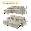 Upholstered Pull Out Sectional Sofa with Storage Chaise, Convertible Corner Couch, Dark Grey - 4 of 4