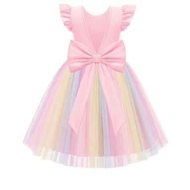 Arshiner Toddler Wedding Guest Dress Ball Gown Dresses Pink Rainbow 7-8 Years