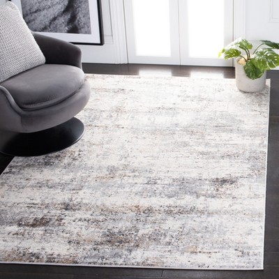 Abstract Elegance Gray & Gold 9x12 Hand-Knotted Synthetic Rug