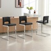 26" H Bar Stools Set of 3 - Modern PU Leather Barstools with Hollow Back, Upholstered Armless Kitchen Island Stools, Black with Chrome Metal Frame - 2 of 4