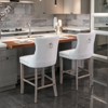 INFURNIC Counter and Bar Stools Velvet Upholstered Barstools with Tufted Back and Rivet Trim for Kitchen, Beige, 23.6"*19.5"*40.7" - 4 of 4
