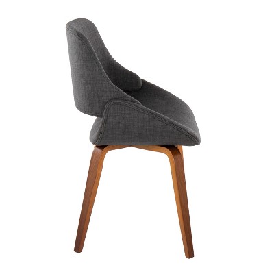 Set of 2 Walnut Wood Charcoal Upholstered Dining Chairs
