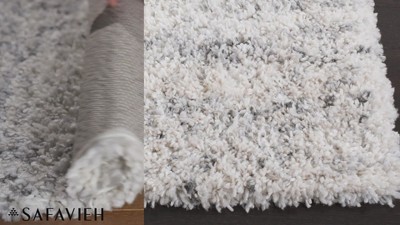 Ivory and Gray Geometric Shag Runner Rug, 2'3" x 8'