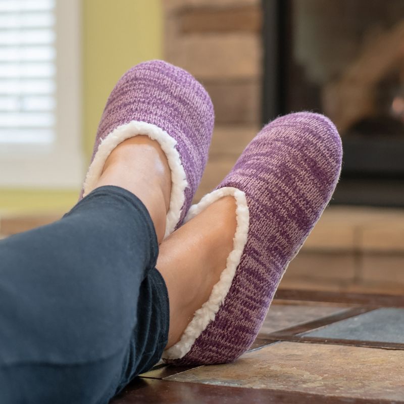Elanze Designs Simple Knit Womens Plush Lined Cozy Non Slip Indoor Soft Slipper - Purple, Large, 5 of 7