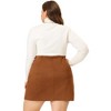 Agnes Orinda Women's Plus Size Formal Faux Suede Printed Side Buttons Bodycon Mini Skirt - 4 of 4