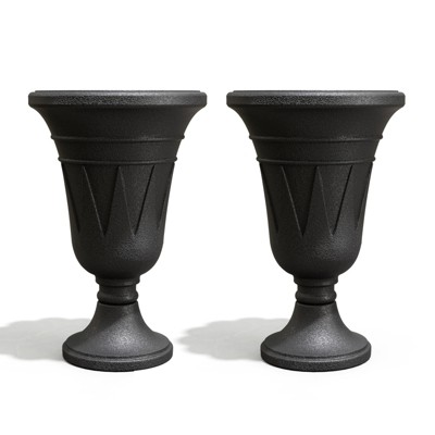 DSVIMOY Planter, 2PCS Indoor Outdoor Garden Planter, Trophy Flower Pot for Flowers, Herbs, Plants, Black, 15.76"*15.76"*23.64"