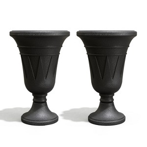 DSVIMOY Planter, 2PCS Indoor Outdoor Garden Planter, Trophy Flower Pot for Flowers, Herbs, Plants, Black, 15.76"*15.76"*23.64" - 1 of 4