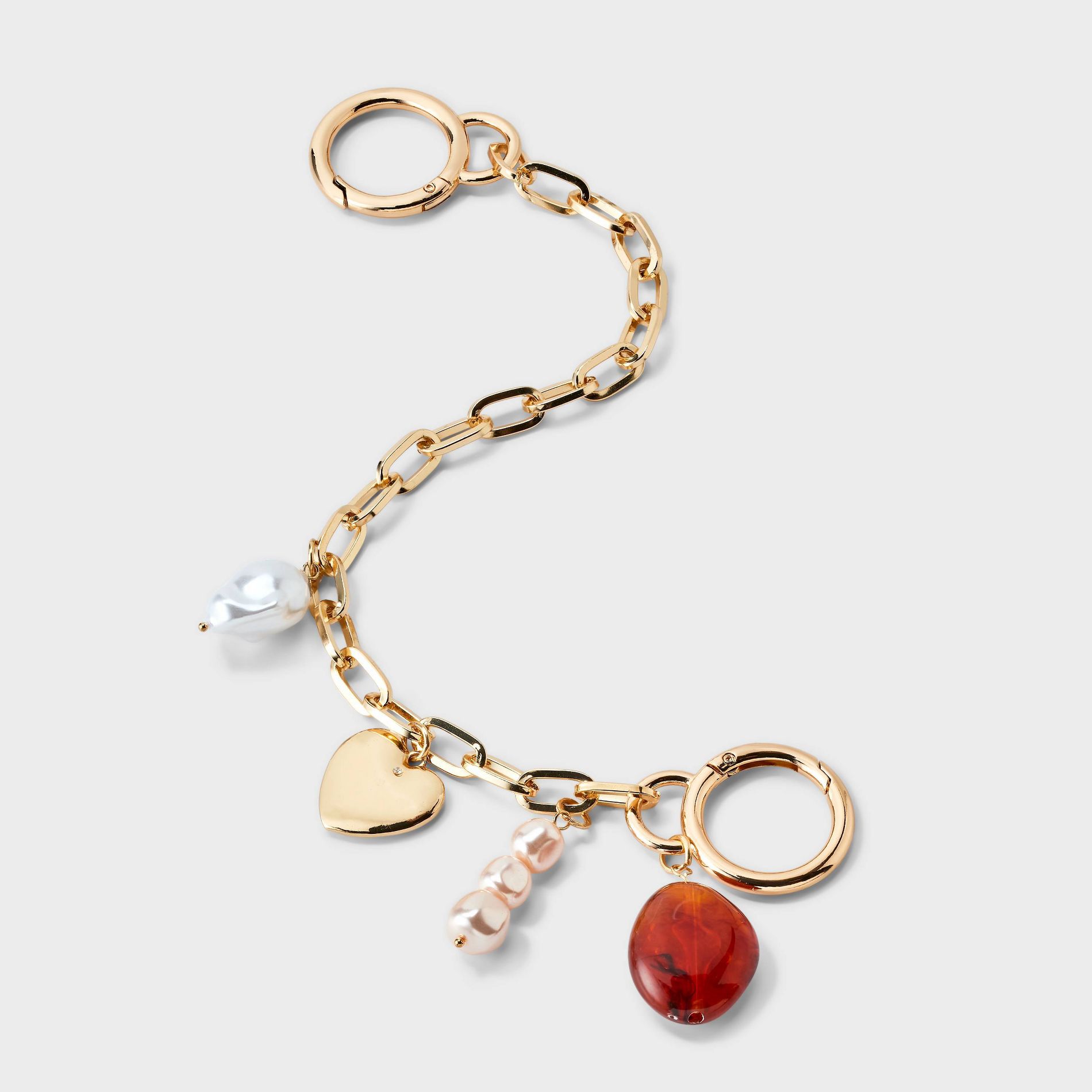 Pearl & Heart Dangle Swag Chain Bag Charm - A New Day™ Multi