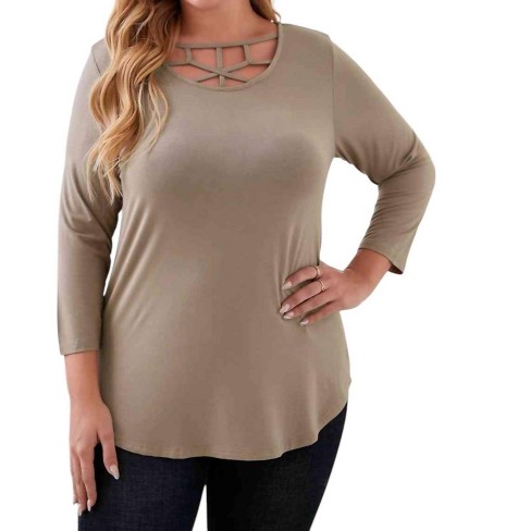 Women's Curvy Twisted Gypsy Top - Trendsi - image 1 of 3