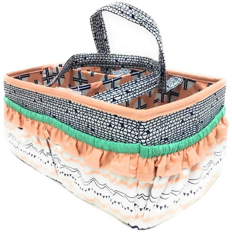 Bacati - Coral/Navy Storage Caddy, 1 of 4