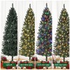 TackView Pre-Lit Pencil Christmas Tree, 6ft Hinged Slim Artificial Xmas Tree with Metal Stand for Home Office Party Holiday Decoration - 4 of 4