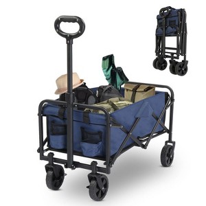Karl Home 29.3'' W Blue Garden Cart Portable Collapsible Utility Wagon - 1 of 4