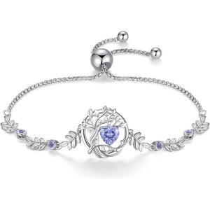 Tree of Life Birthstone Bracelet, Sterling Silver Charm Bracelet with Gemstone, Anniversary Birthday Christmas Gift for Women - 1 of 4