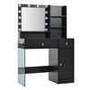 Ridstar 35.4 in. W 2 Drawers Vanity Desk with Mirror & Storage Shelves For Bedroom-Black - 2 of 4