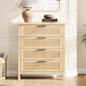 Fluted Dresser for Bedroom, 35.4'' Tall Chest of Drawers with 4 Storage Drawers, Modern Wood Clothing Organizer Cabinet - 1 of 4