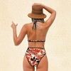 Women's Tropical Leaf Print Contrast Trim Triangle Bikini Set - Cupshe-L-Red - 4 of 4