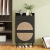 TiramisuBest 47.2" Rattan Shoe Storage Organizer: 2 Flip Drawers, 1 Storage Drawer & Bench, Ideal for Entryway and Hallway, Light Brown - 2 of 4