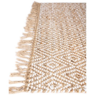 Natural Beige Braided Jute and Cotton Area Rug