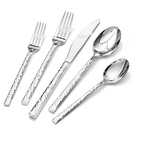Aoibox 60 Piece Hammered Silverware Set, 18/10 Stainless Steel Flatware for 12, Cutlery Set for Home, Party, Wedding, Mirror Polished Dishwasher Safe - 1 of 4
