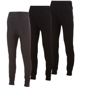 Mens Thermal Long John Pants - Thermal Bottom Base Layer- Lightweight Thermal Underwear Mens, Pack of 3 - 1 of 4