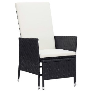 vidaXL Reclining Patio Chair with Cushions Poly Rattan Black - 1 of 4