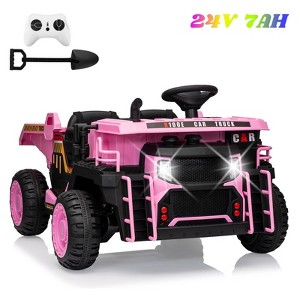 Jojoka 24V 2-Seater Ride-On Dump Truck with Remote Control, Electric Construction Vehicle with Dump Bed, Shovel, Music, Lights - 1 of 4