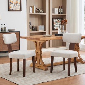 Dining Chairs Set of 2, Upholstered Mid Century Modern Kitchen Dining Room Accent Chairs with Faux Leather Cushion Seat - 1 of 4