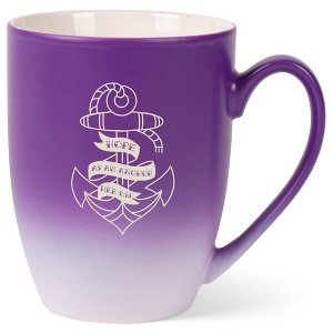 100 North Nautical 10 Ounce Purple and White Two Toned Ombre, Comfortably Fits Your Hands, Ceramic Tea Coffee Cup Mug, Hope As An Anchor - 1 of 1